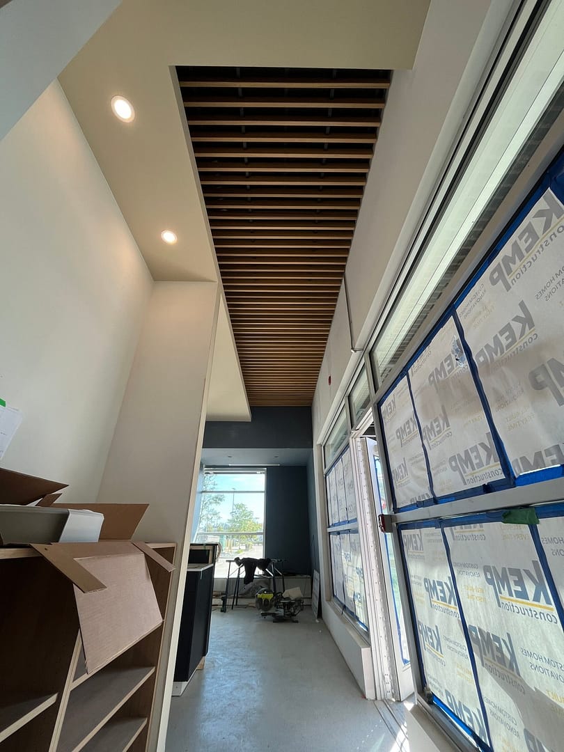 acoustic wood slat ceiling by amz installations